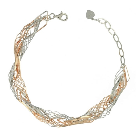 Rose goldplate Sterling Twist Chain Bracelet - Click Image to Close
